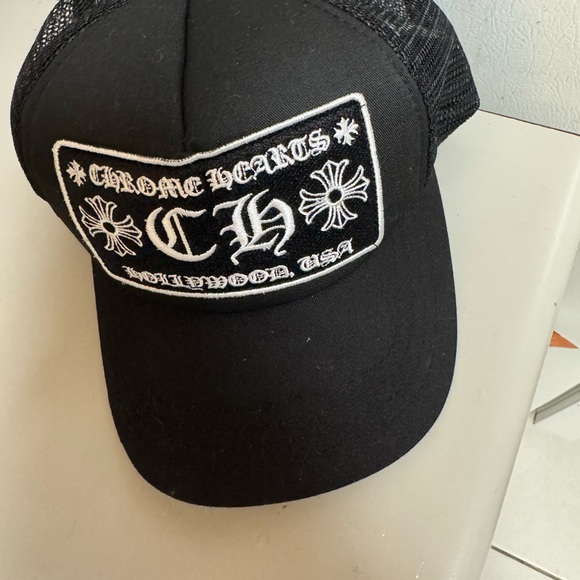1 of 1 Chrome Hearts Black and white Cap with White...